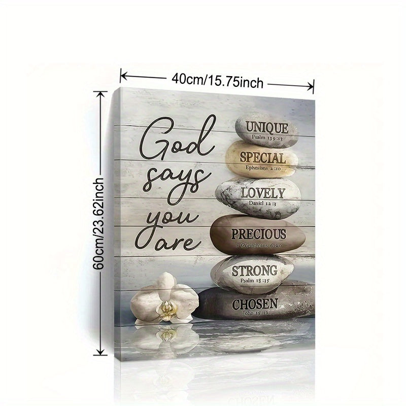 1pc Framed Inspirational Bible Quotes Canvas Art Poster Print "God Says You Are..."