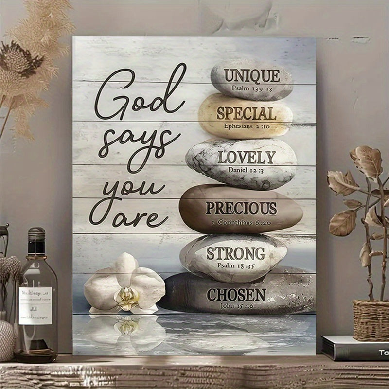 1pc Framed Inspirational Bible Quotes Canvas Art Poster Print "God Says You Are..."