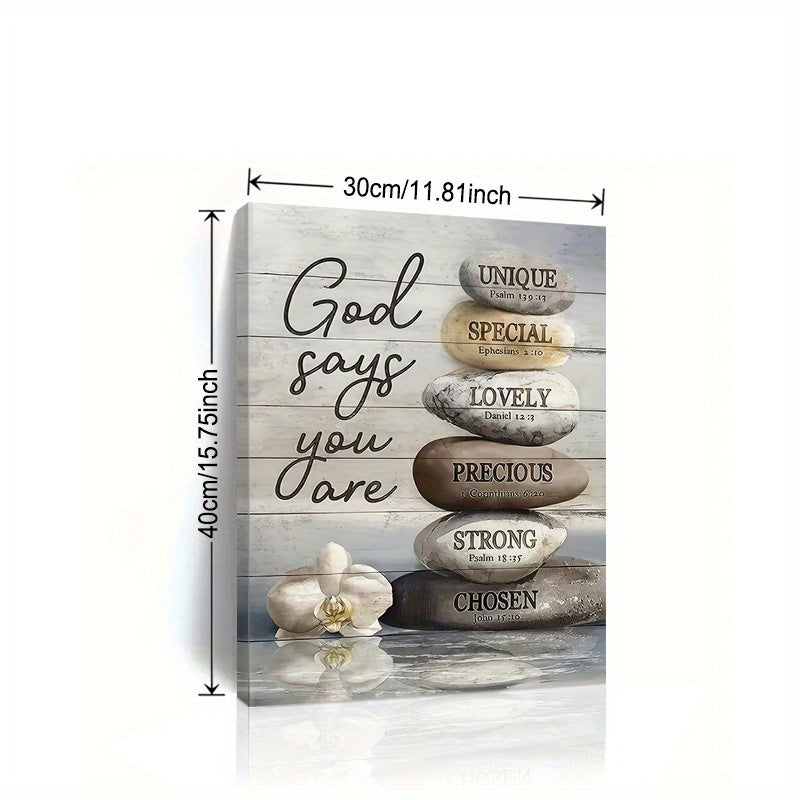 1pc Framed Inspirational Bible Quotes Canvas Art Poster Print "God Says You Are..."