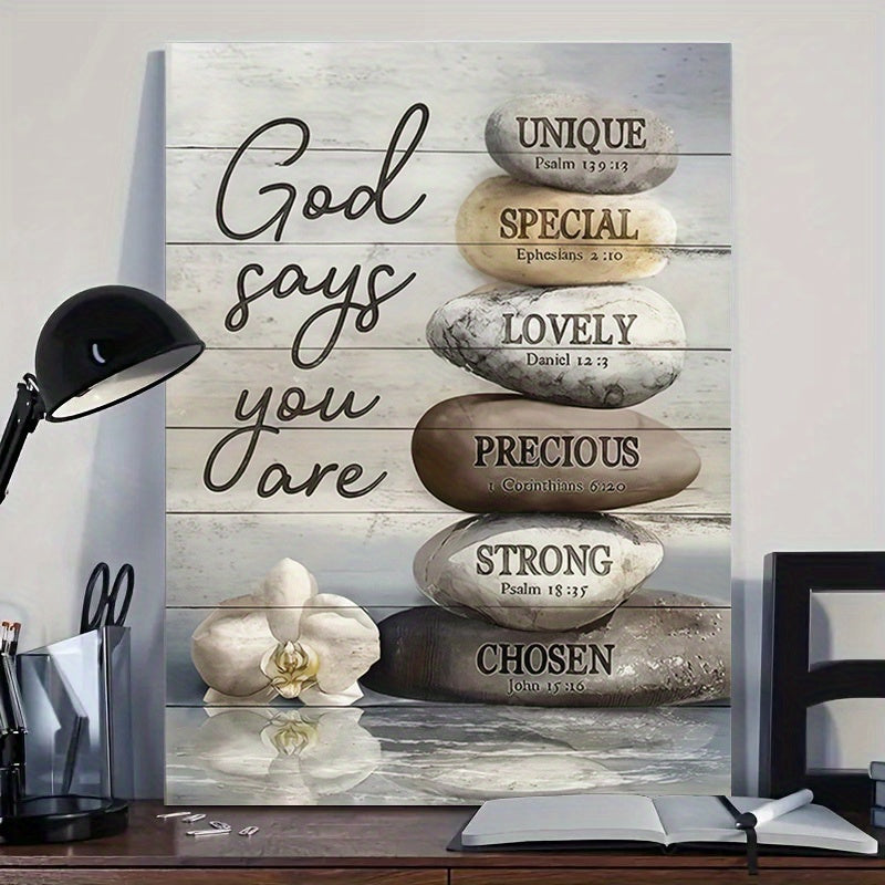 1pc Framed Inspirational Bible Quotes Canvas Art Poster Print "God Says You Are..."