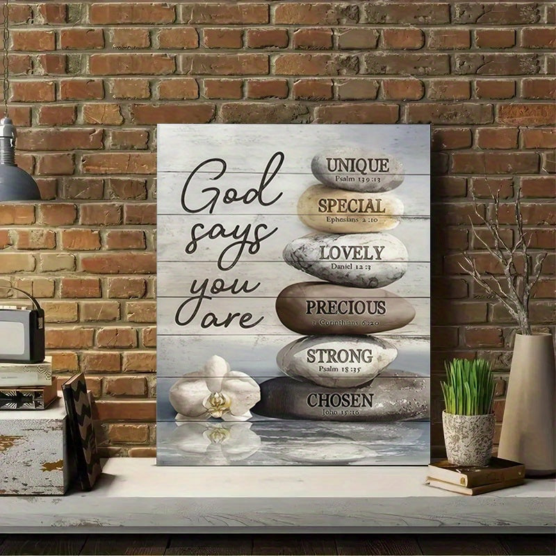 1pc Framed Inspirational Bible Quotes Canvas Art Poster Print "God Says You Are..."