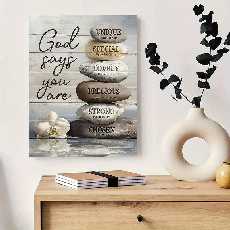 1pc Framed Inspirational Bible Quotes Canvas Art Poster Print "God Says You Are..."