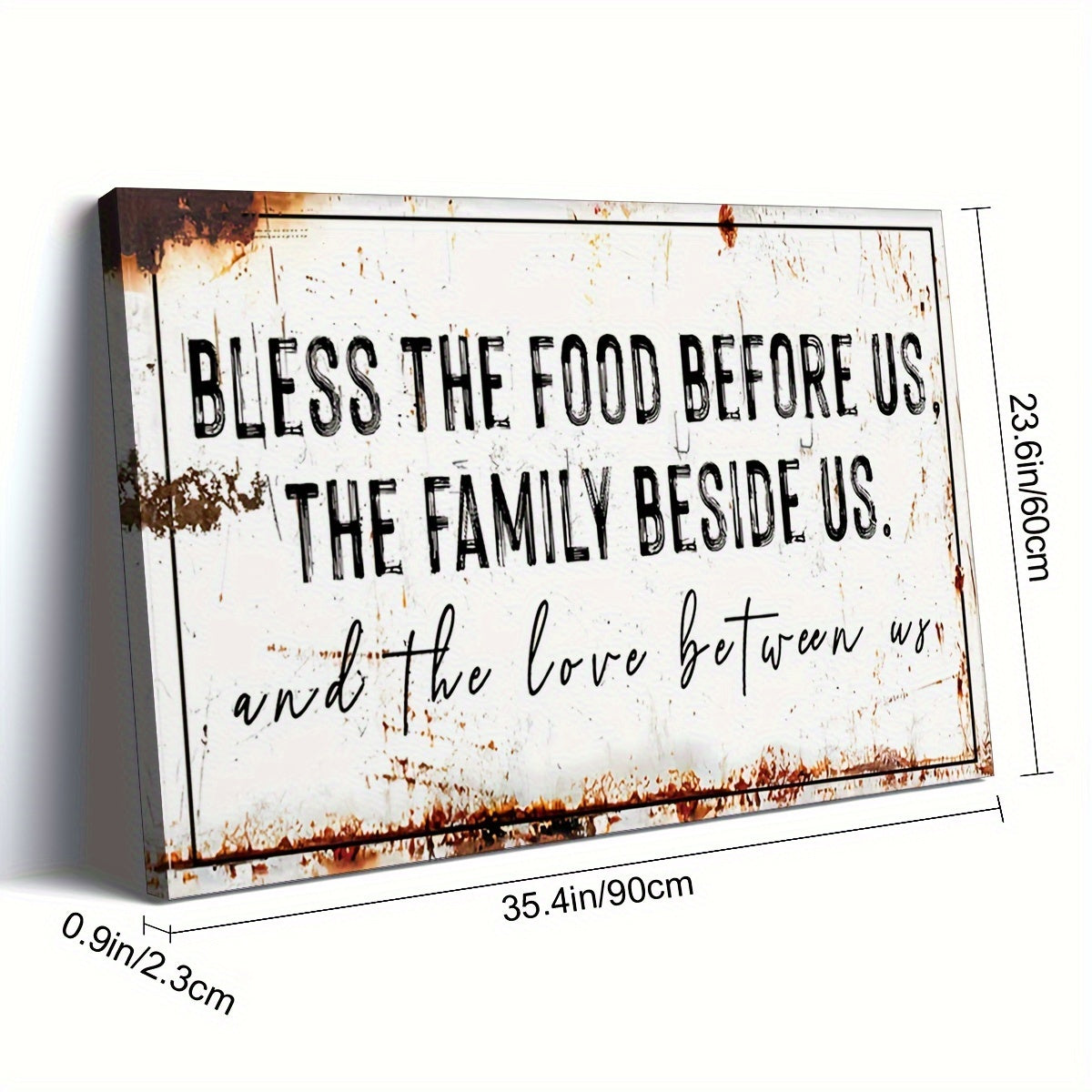 "Bless The Food Before Us" Rustic Canvas Wall Art -