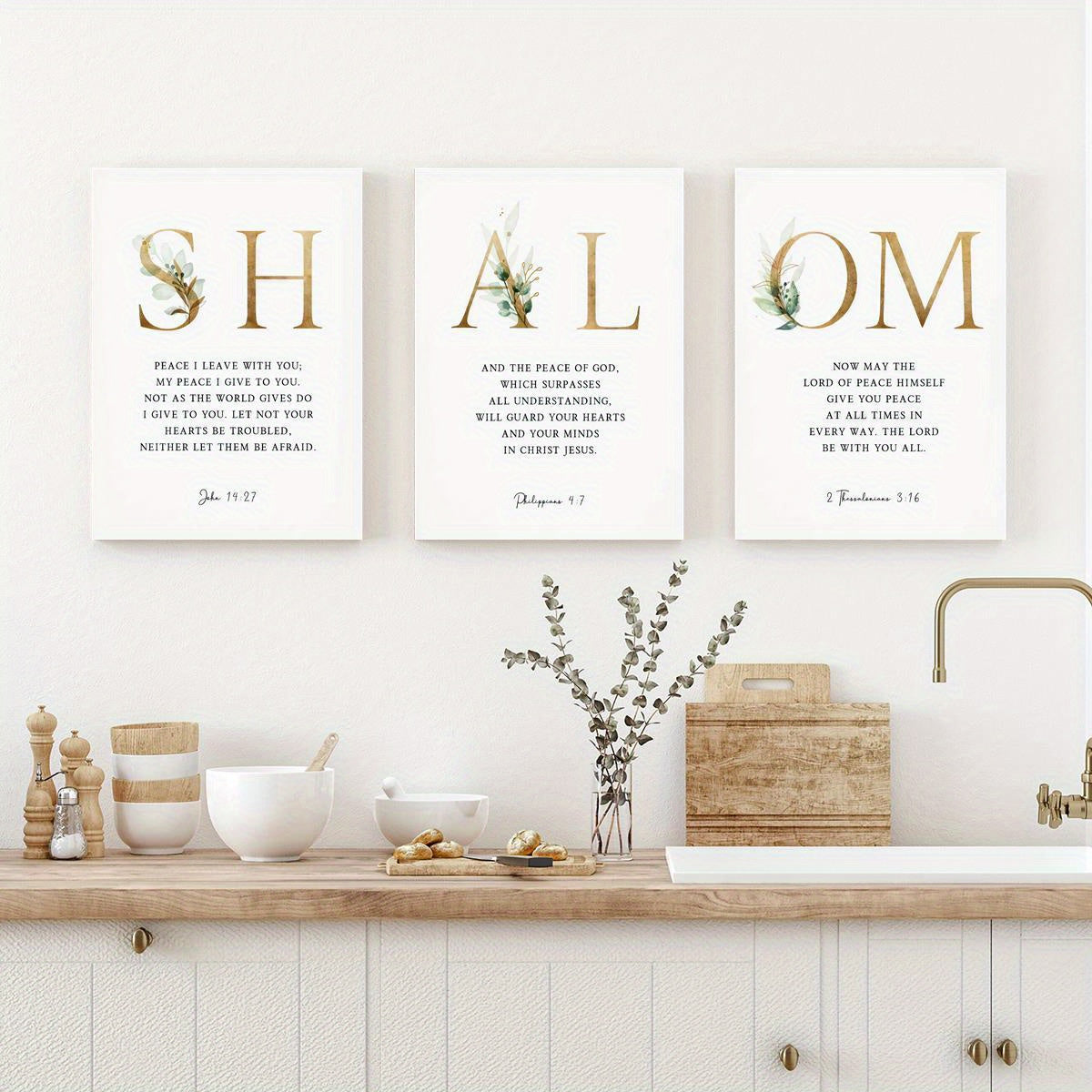 Room Decor 3 piece Inspirational Bible Verse Canvas Wall Art