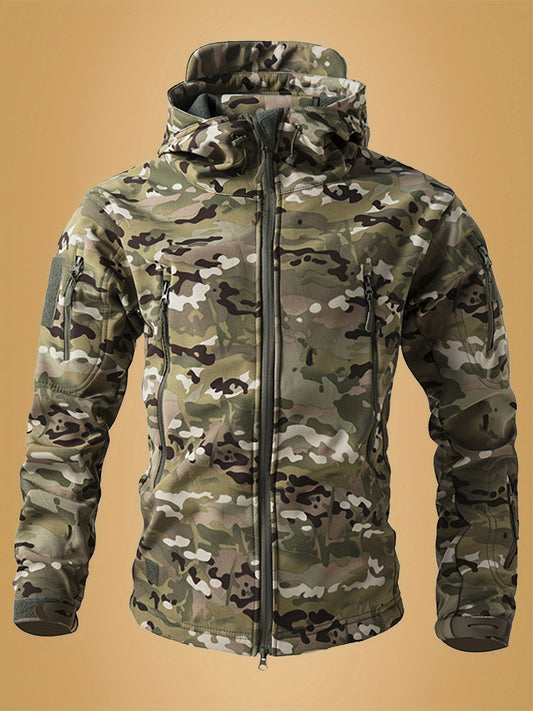 Men'S Camouflage Softshell Jacket with Fleece Lining