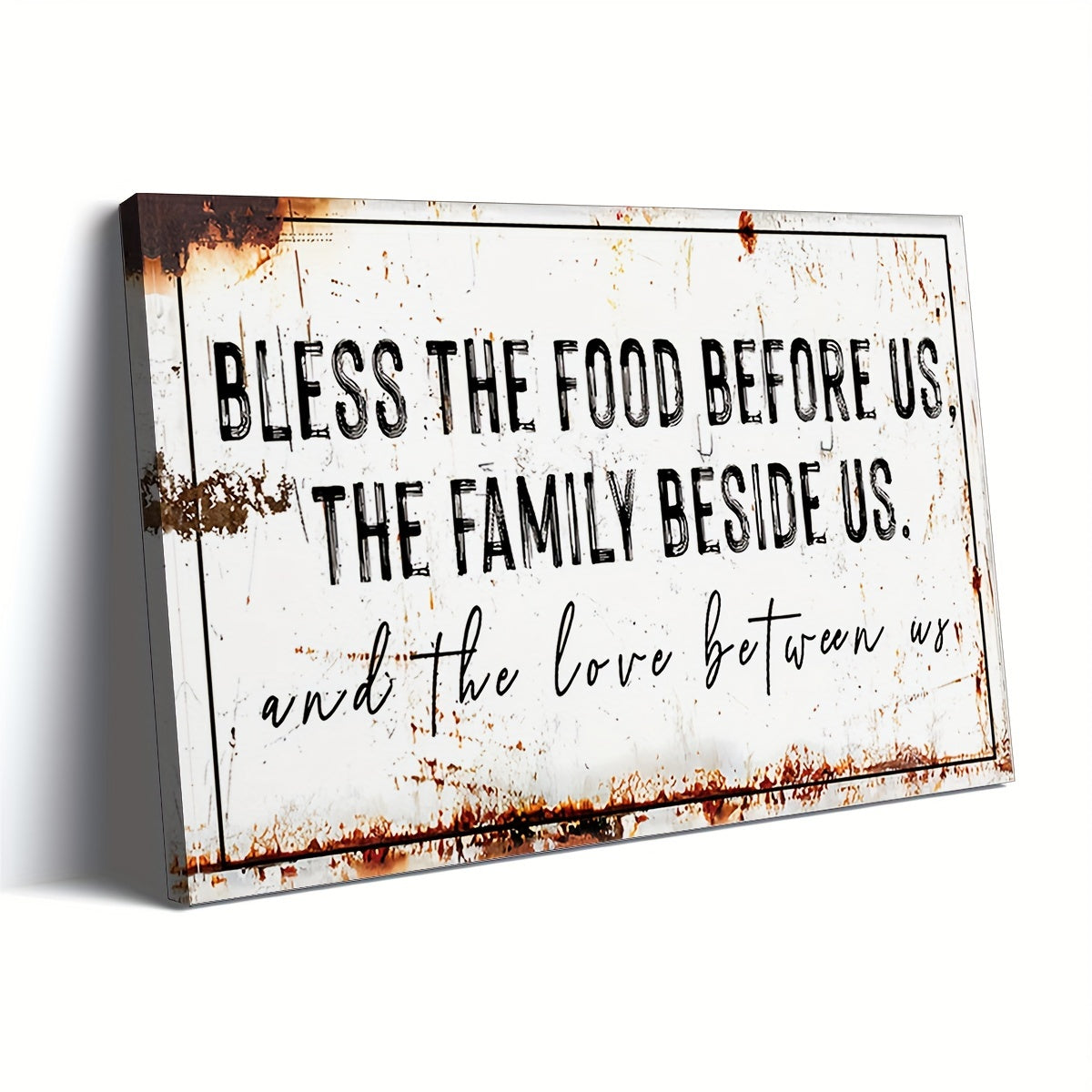 "Bless The Food Before Us" Rustic Canvas Wall Art -