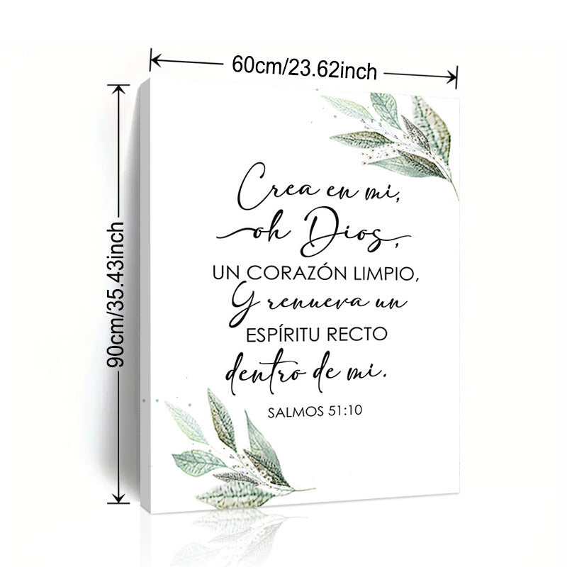 1piece Spanish Bible Scripture Canvas Poster Print Psalm 51:10-