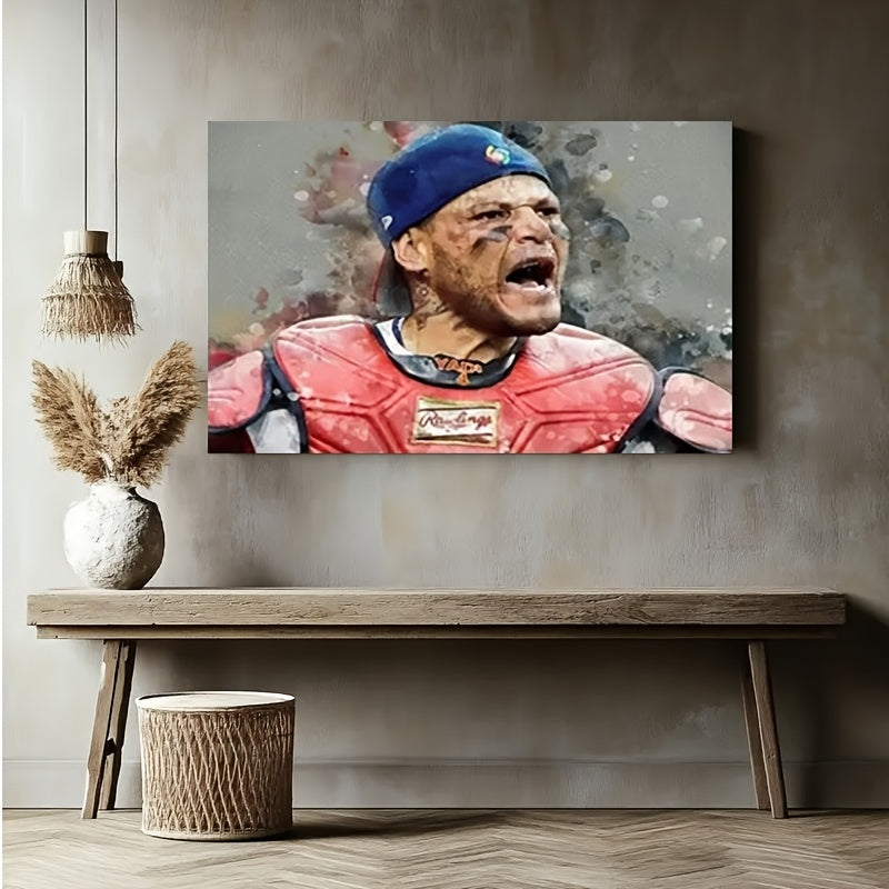 1pc Exquisite Wooden Frame, Yadier Molina Baseball Poster