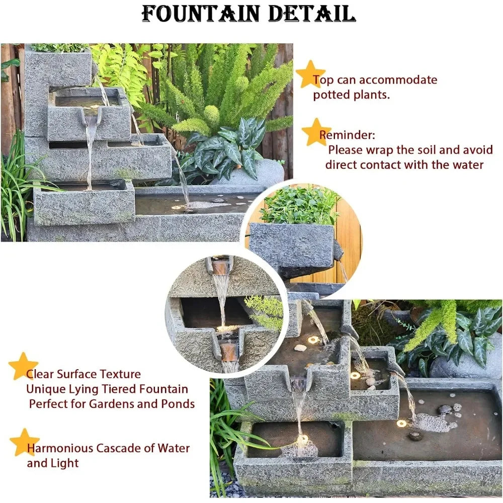 32.5-inch Long Layered Fountain Indoor or Outdoor