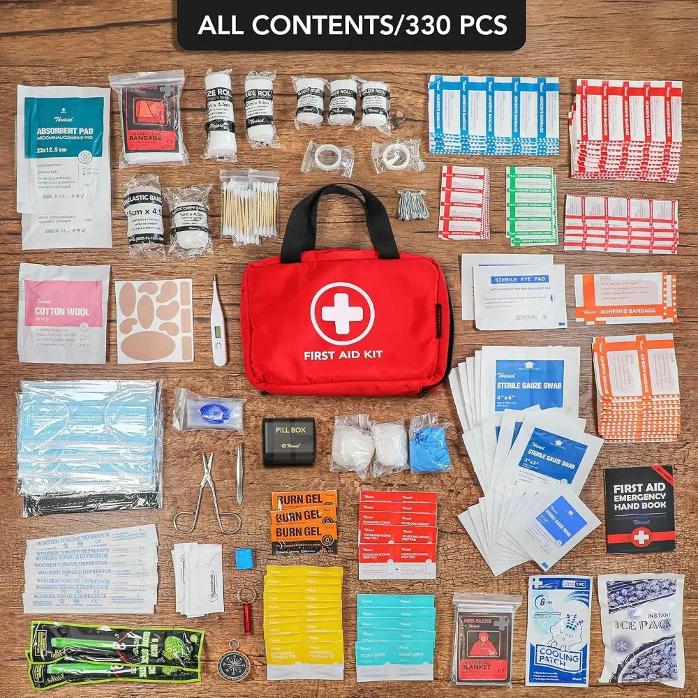 330pcs Premium Waterproof Compact Trauma Medical Kit