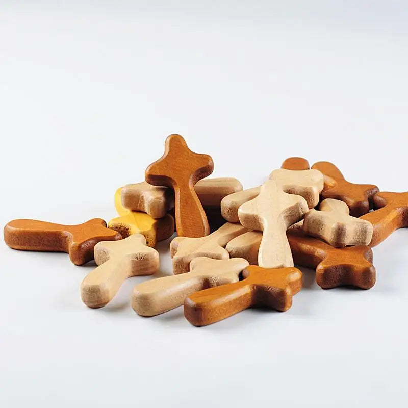 24Pcs Hand Held Wooden Pocket Prayer Comfort Holding Crosses