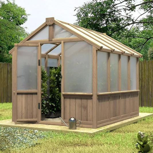 6 X 8 Ft Wooden Polycarbonate Greenhouse