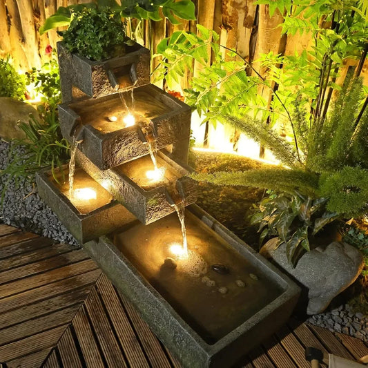 32.5-inch Long Layered Fountain Indoor or Outdoor