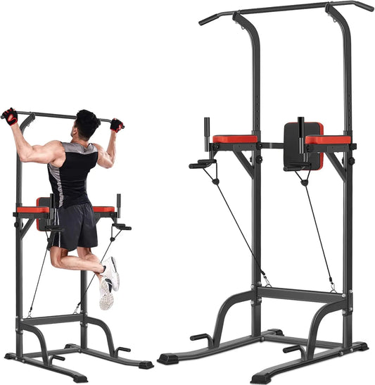 Power Tower Pull Up Workout Dip Station Adjustable Dip Stands Multi-Function Home Gym Strength Training Fitness Equipment