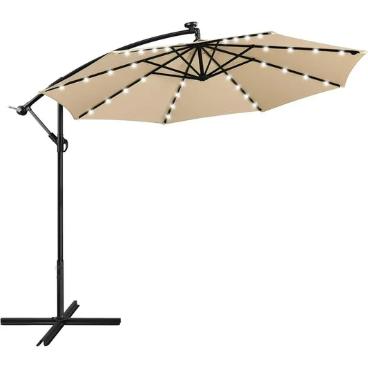 Solar Offset Umbrella with 10FT 32 LED Lights Cantilever