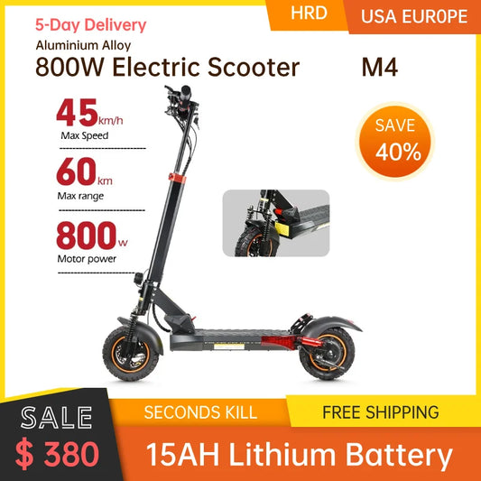 800W M4 E-Scooter High Horsepower 15ah Liion Battery Foldable Mini City Road Electric Mobility Scooter for Adult