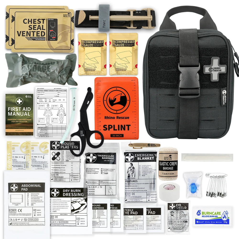 RHINO RESCUE-SE IFAK Trauma First Aid Kit for Car Home Travel Hiking and Camping,Emergency Survival Gear