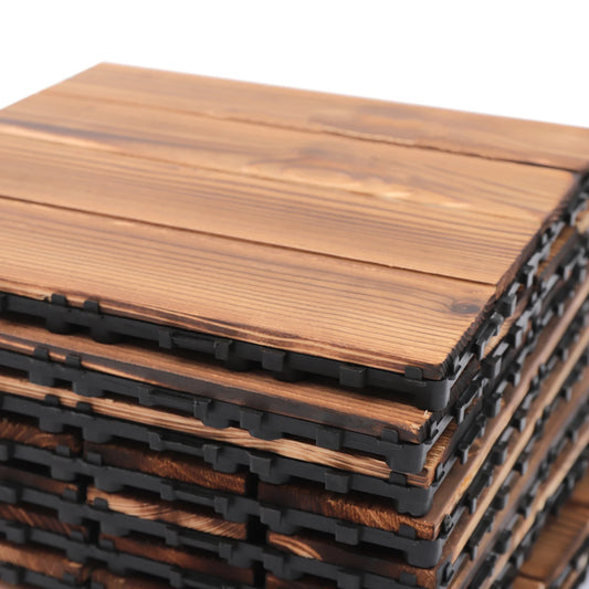 Patio Interlocking Wood Floor Tiles Set