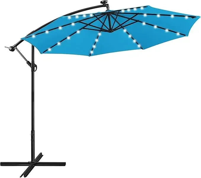 Solar Offset Umbrella with 10FT 32 LED Lights Cantilever