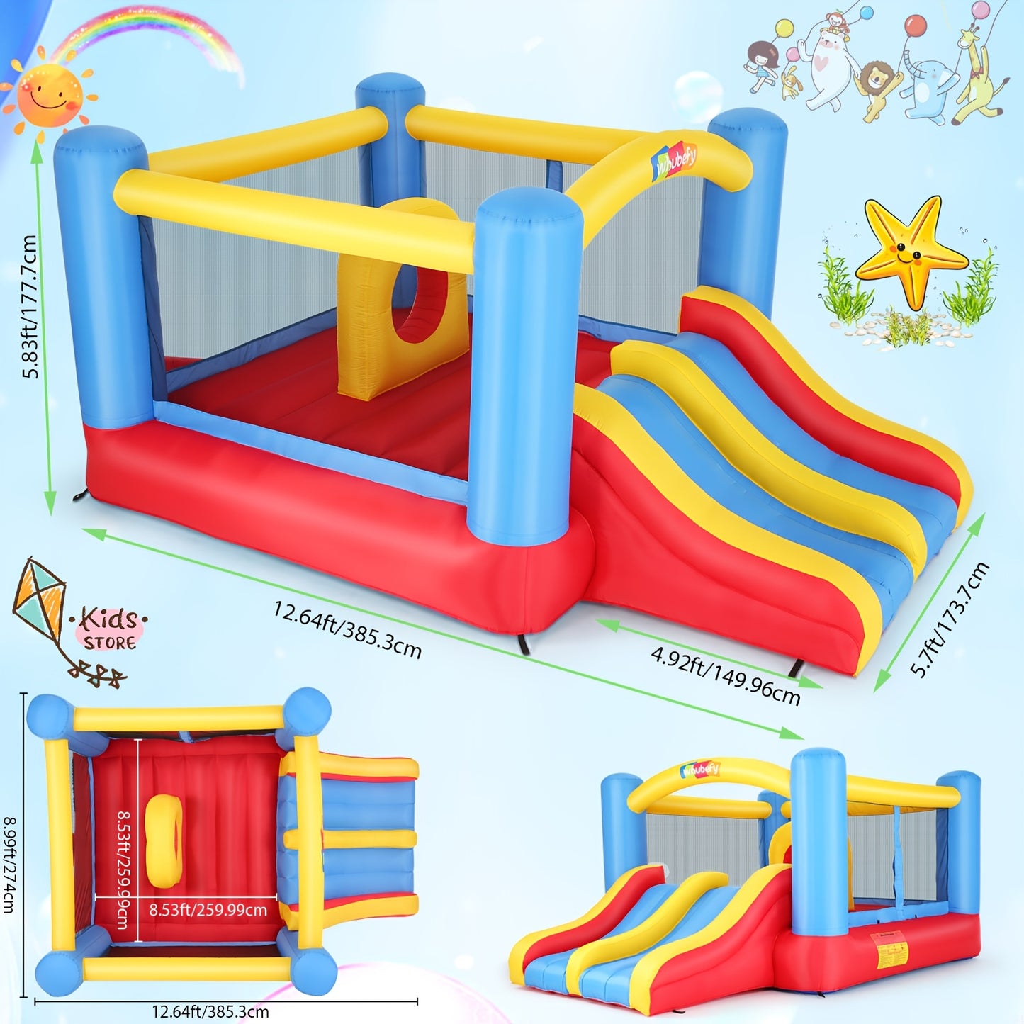 Inflatable Bounce House with Slide & Obstacles