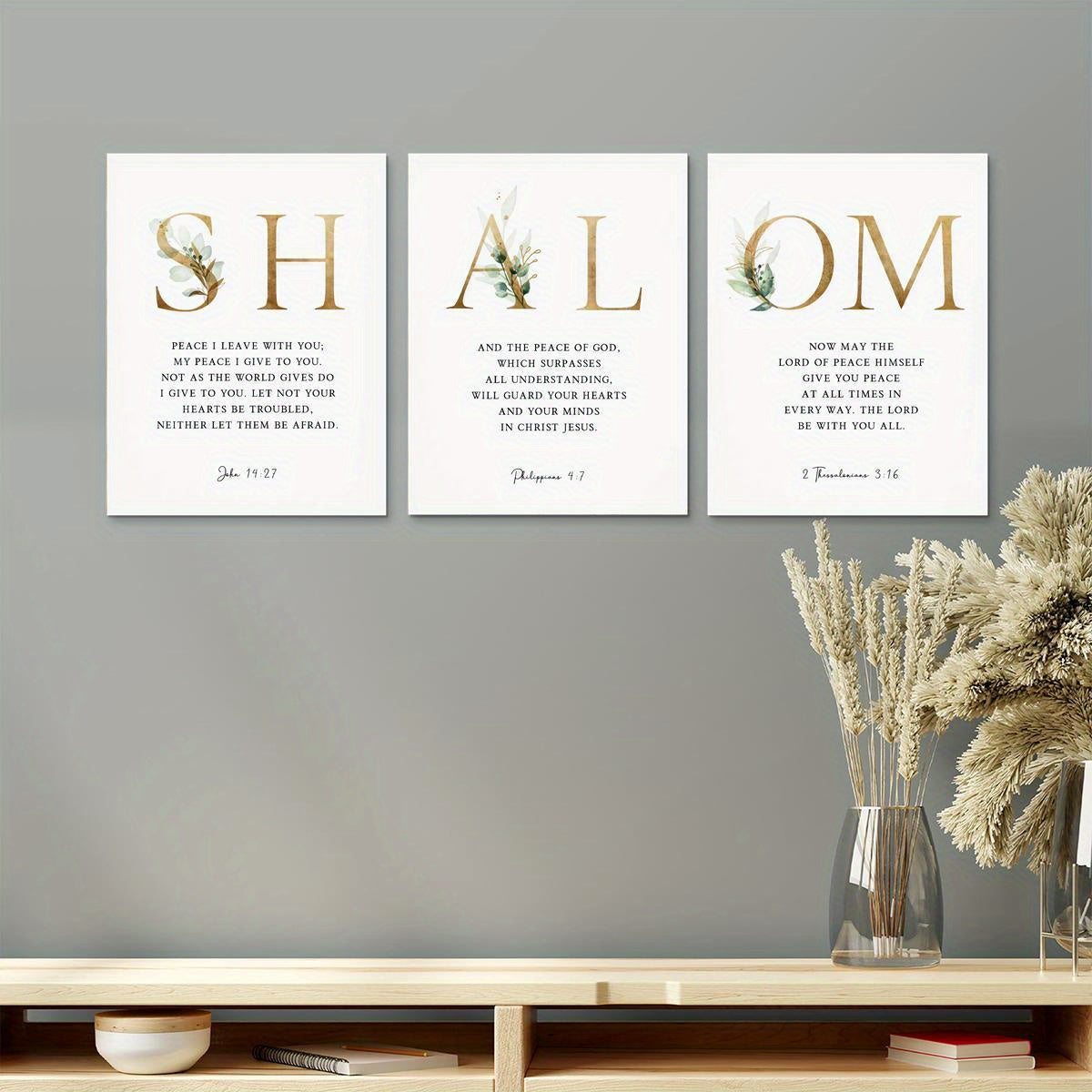 Room Decor 3 piece Inspirational Bible Verse Canvas Wall Art