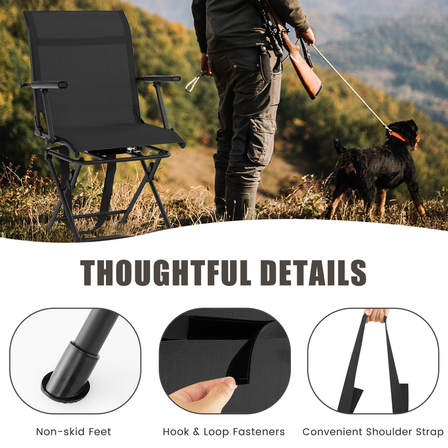 GOPLUS Swivel 360° Hunting Chair, ,